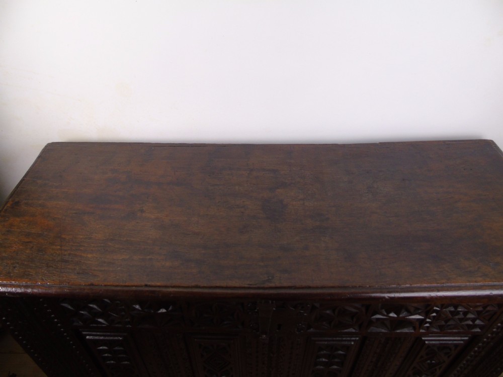 16th Century carved oak coffer  View XIV