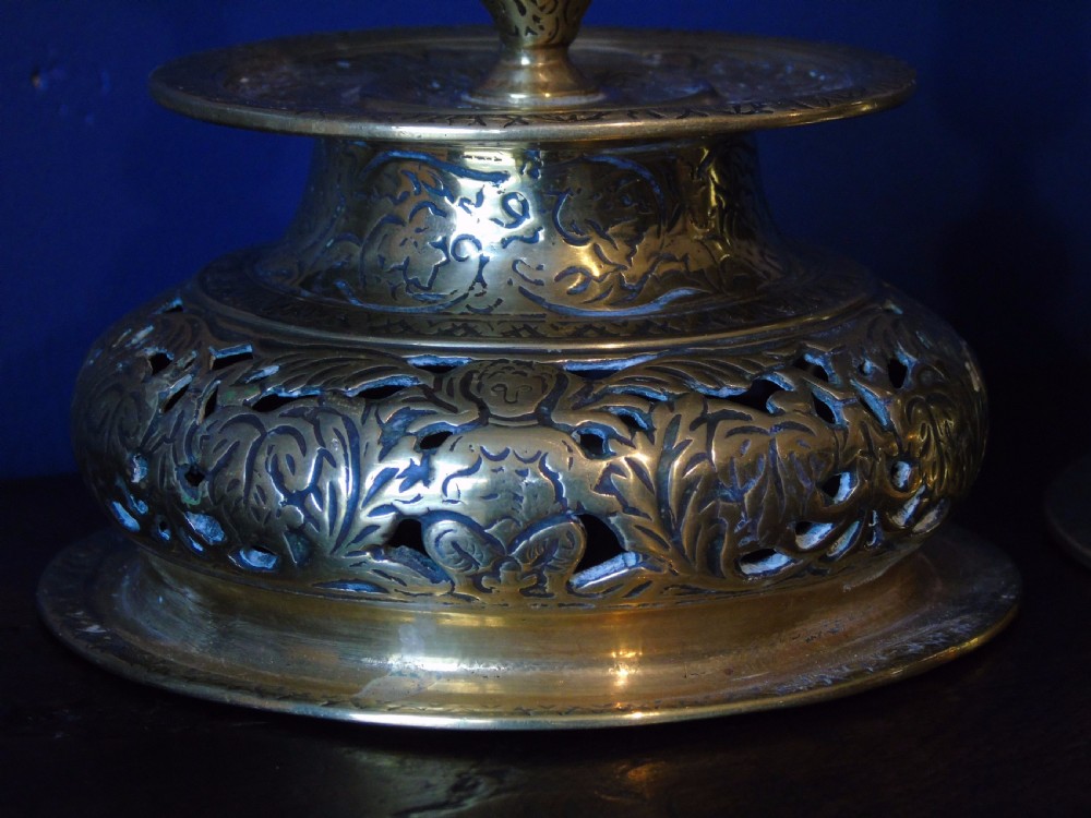 Pair of 19th century Low bell candlesticks. View II