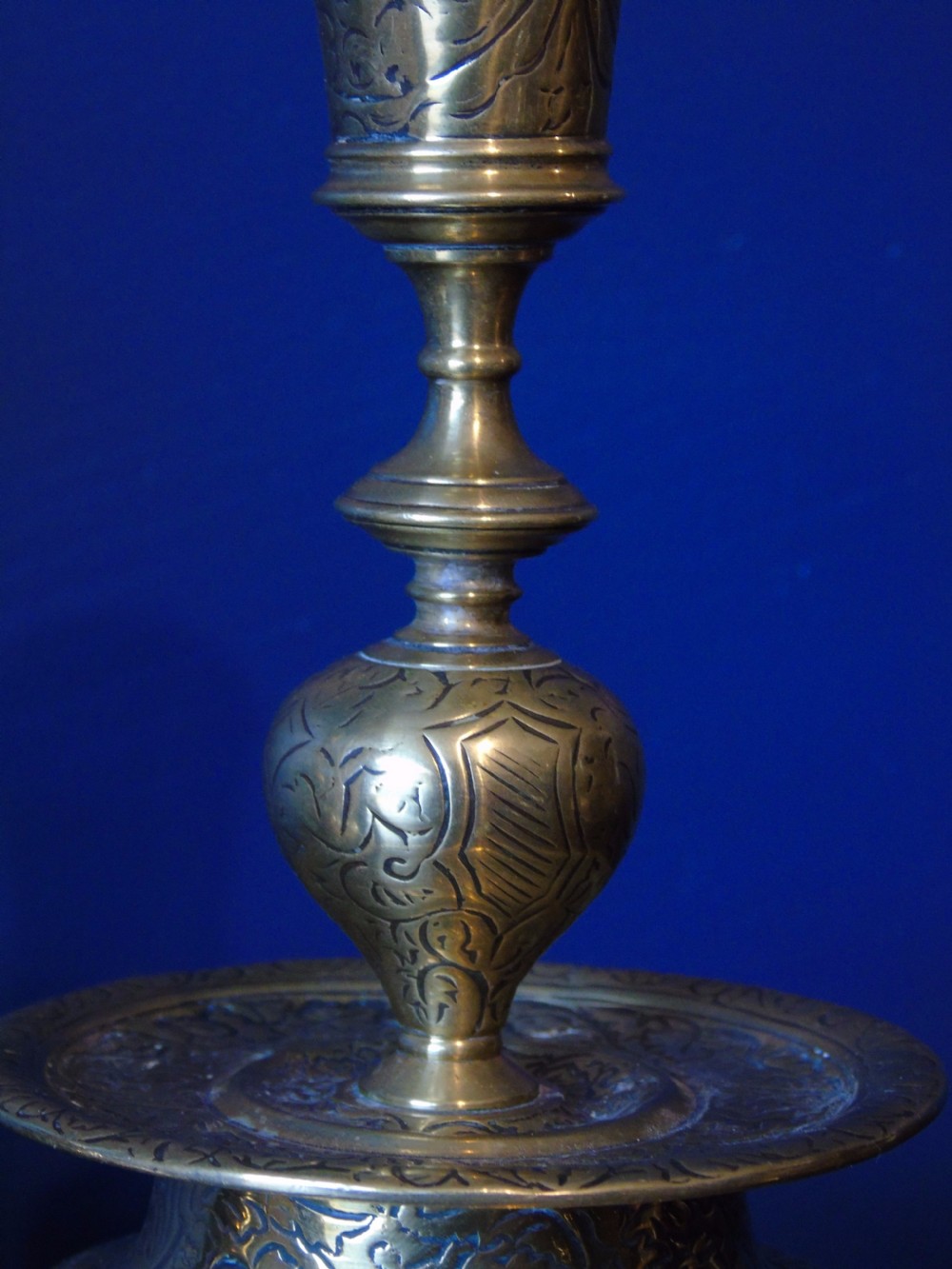 Pair of 19th century Low bell candlesticks. View IV