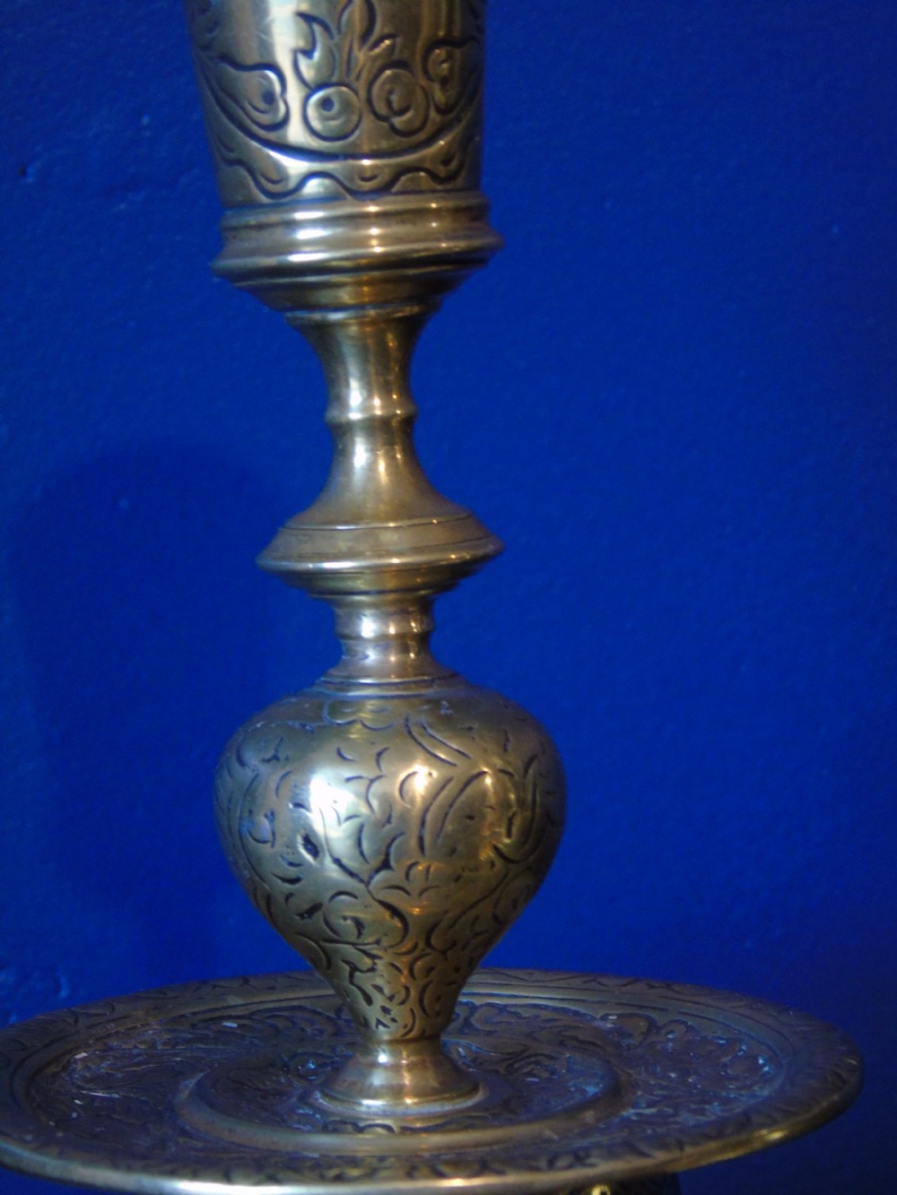 Pair of 19th century Low bell candlesticks. View V