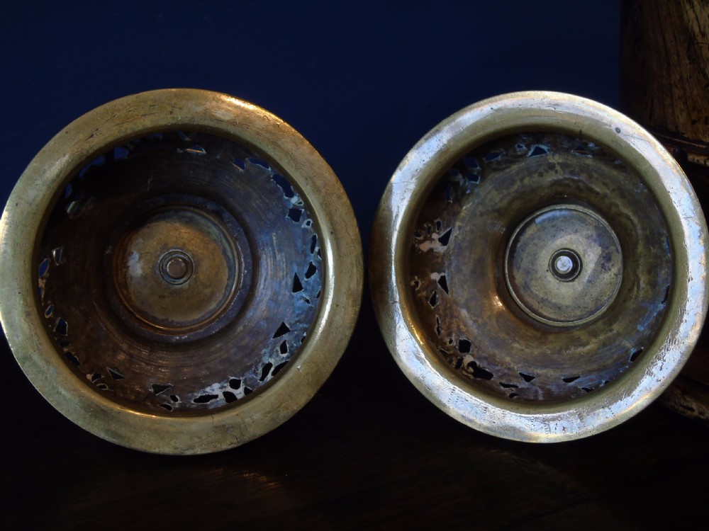 Pair of 19th century Low bell candlesticks. View VI