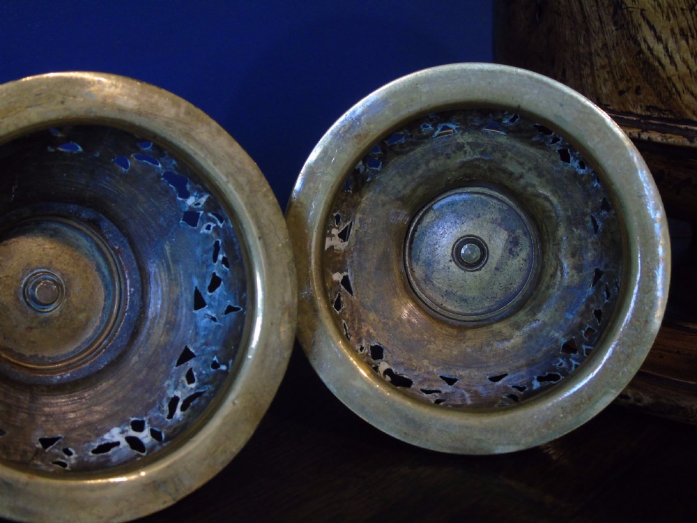 Pair of 19th century Low bell candlesticks. View VII