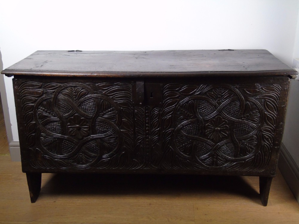 A fine 17th Century boarded oak coffer
