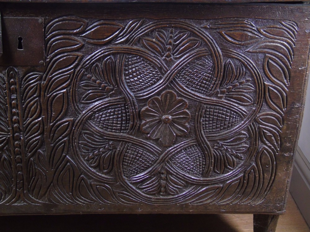A fine 17th Century boarded oak coffer View III