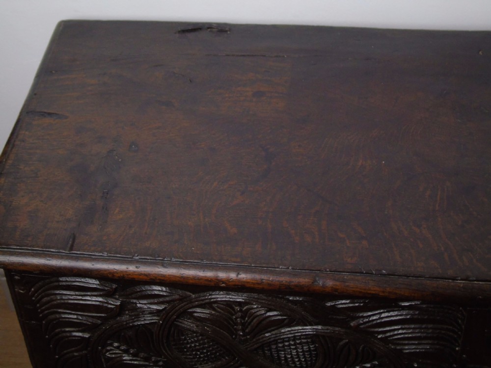 A fine 17th Century boarded oak coffer View V