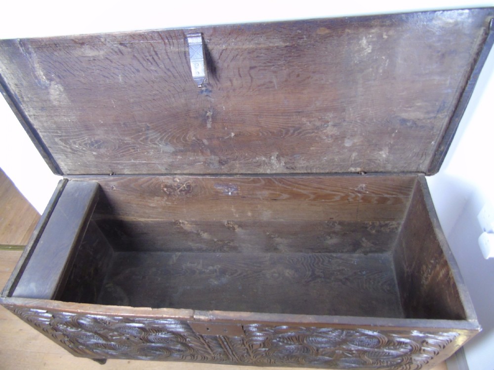A fine 17th Century boarded oak coffer View VIII