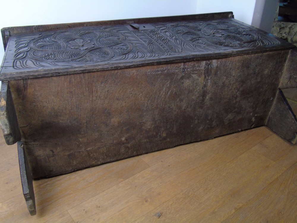 A fine 17th Century boarded oak coffer View XV