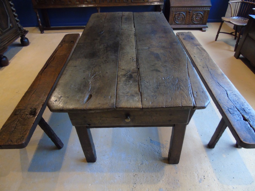 18th century french table and benches