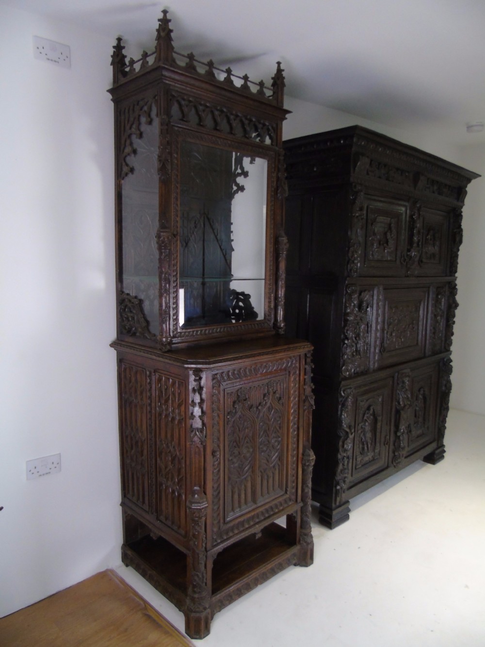 19th Century carved Gothic cabinet