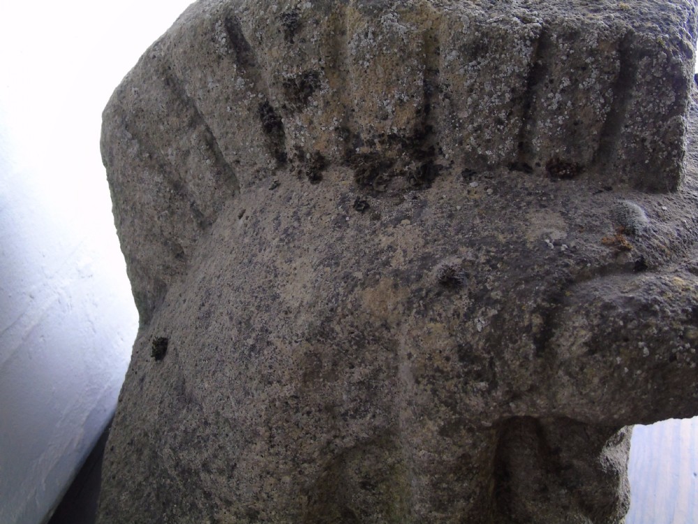 Ancient carved limestone head possibly Celtic.  View V