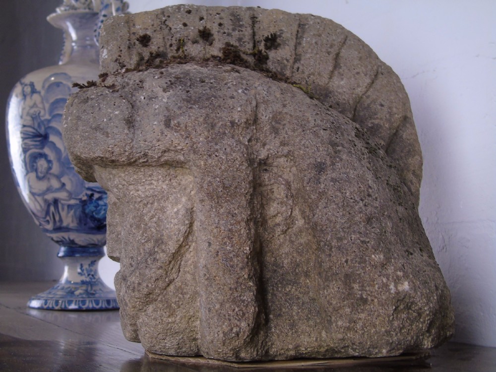 Ancient carved limestone head possibly Celtic.  View VII