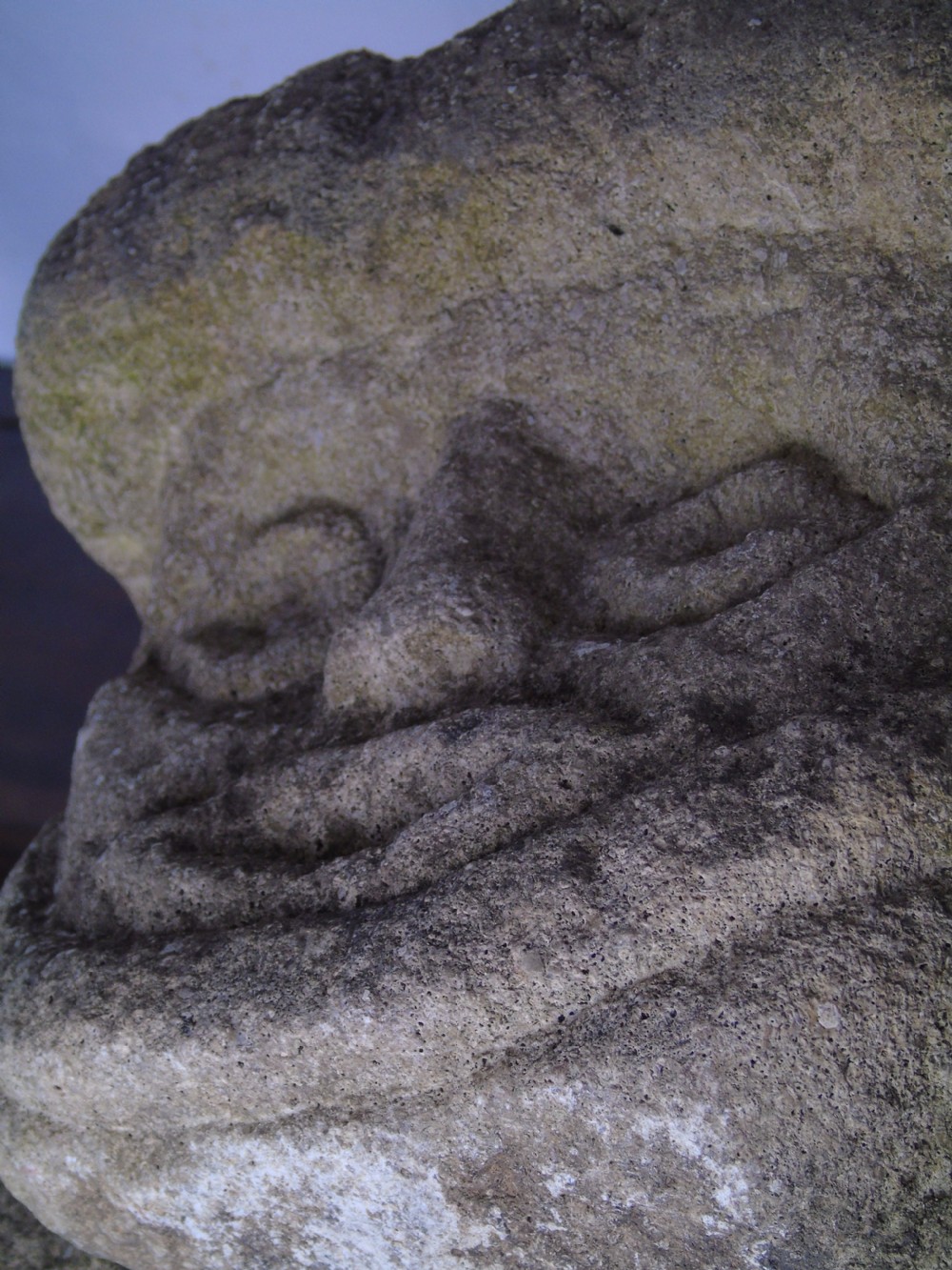 Ancient carved limestone head possibly Celtic.  View XII