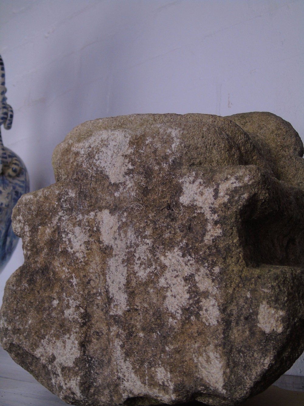 Ancient carved limestone head possibly Celtic.  View XIII