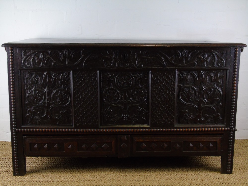 A lovely 17th century mule chest View II