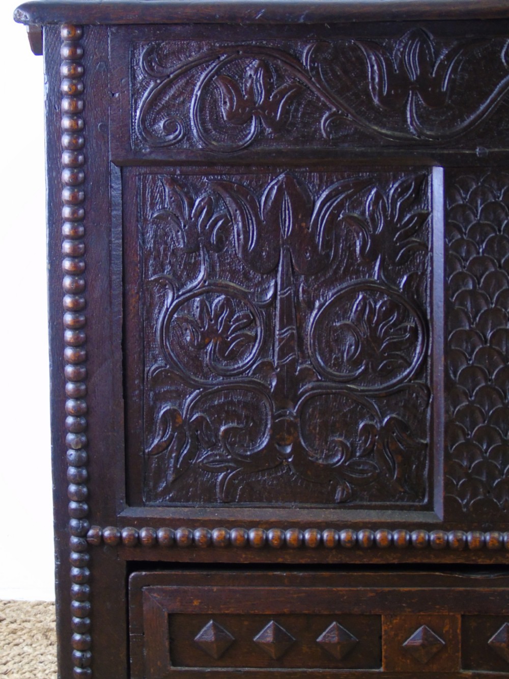 A lovely 17th century mule chest View IV