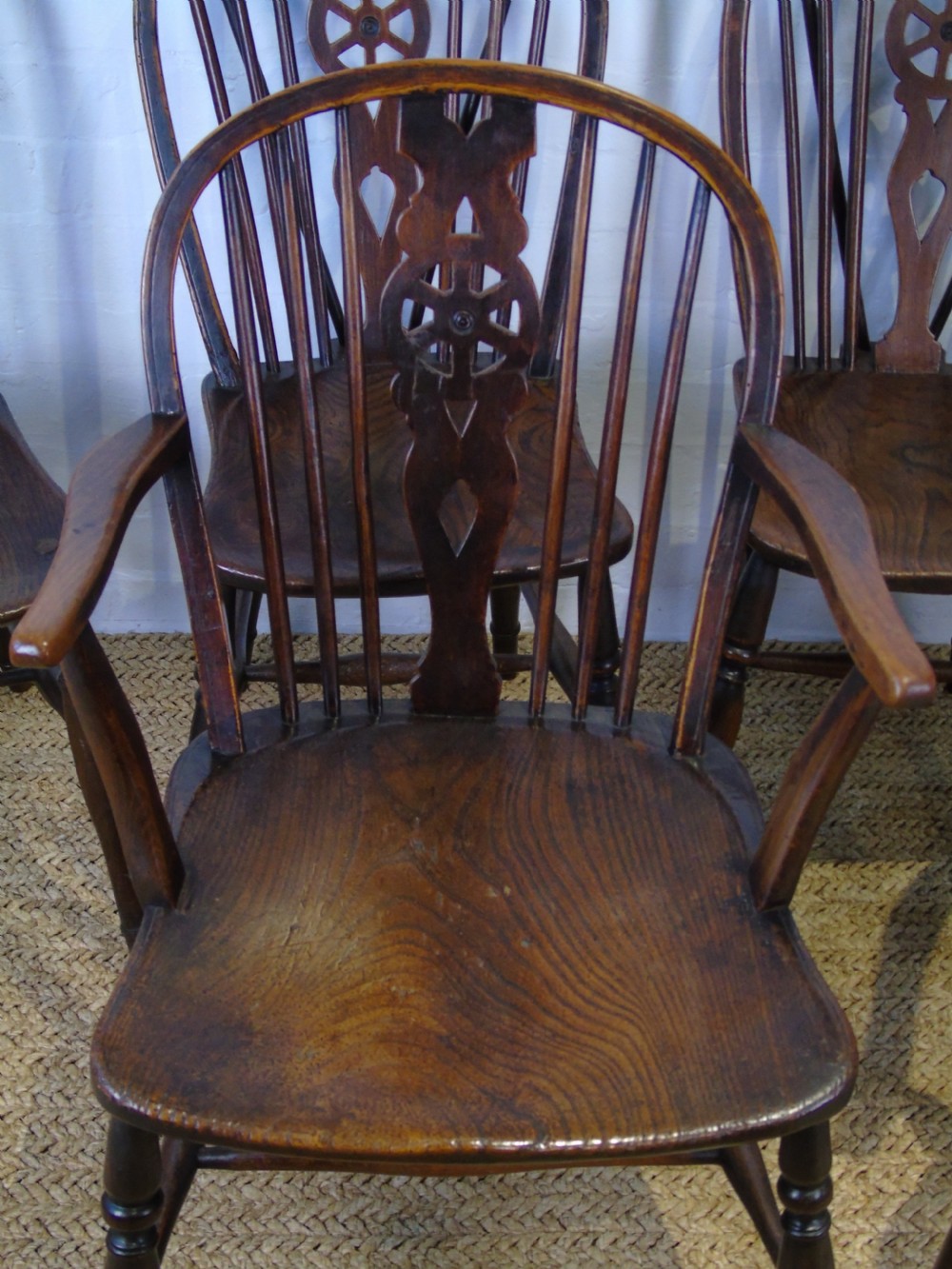 19th Century Harlequin set of 6 wheel back chairs.  View III