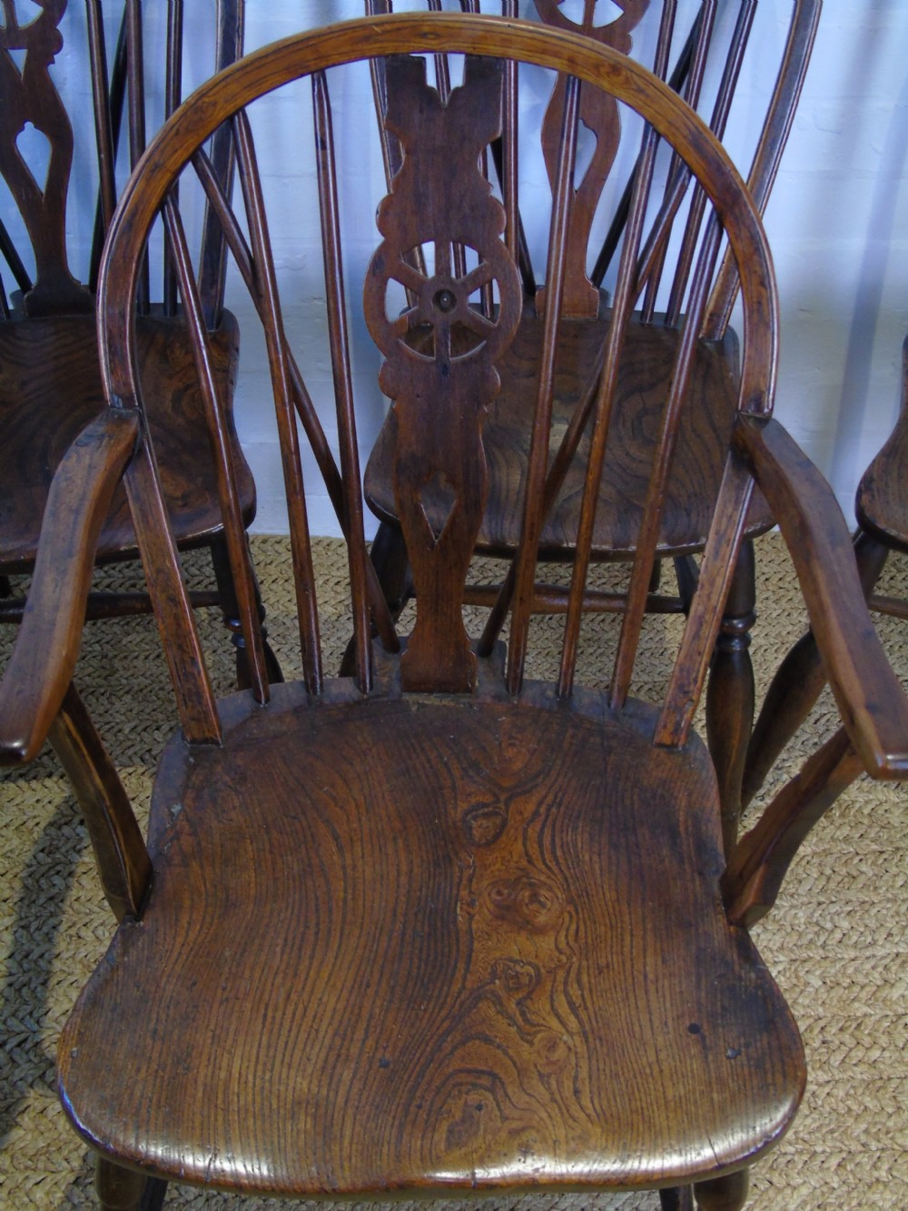 19th Century Harlequin set of 6 wheel back chairs.  View IV