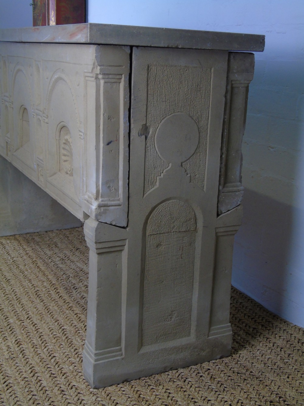 A Fabulous late 19th early 20th Century limestone console table View VIII
