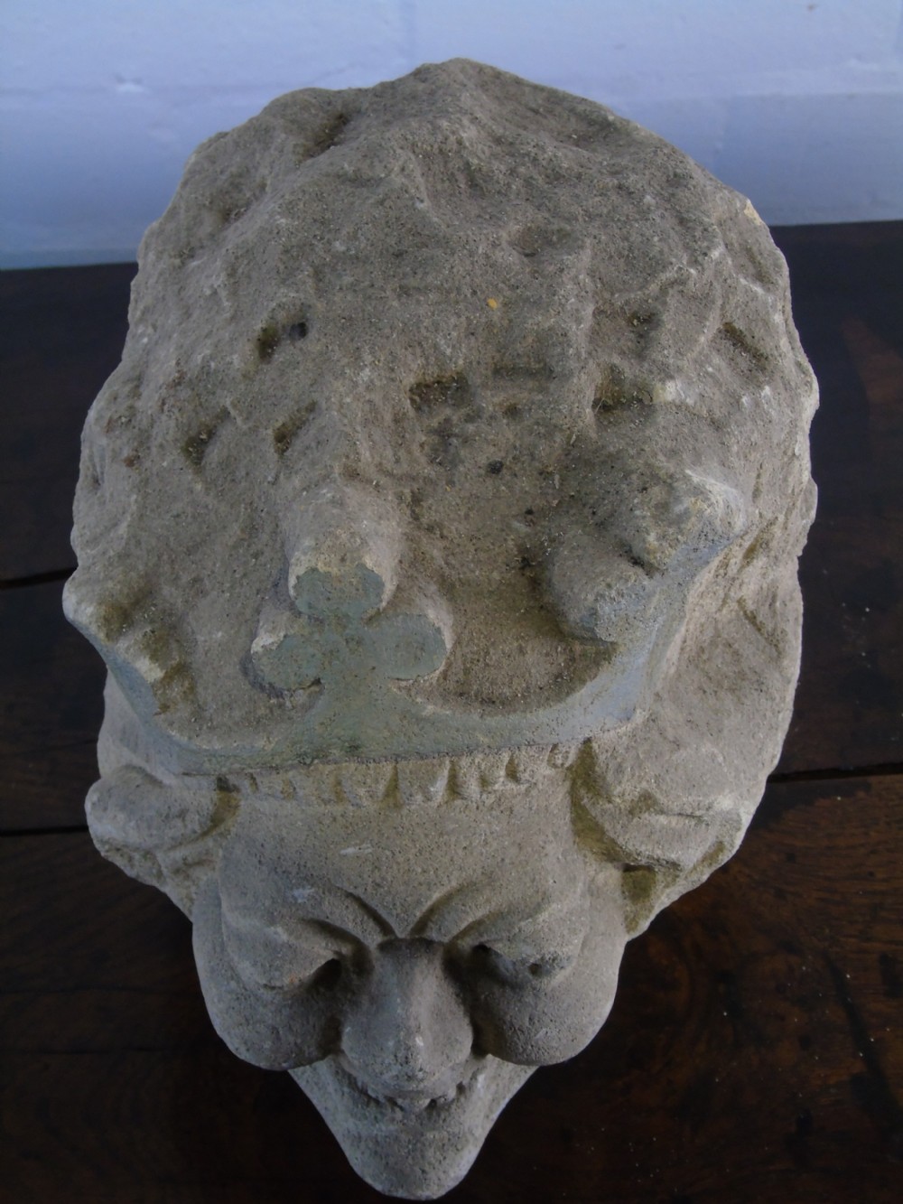 An early Grotesque stone head of a king possibly 17th Century  View IV