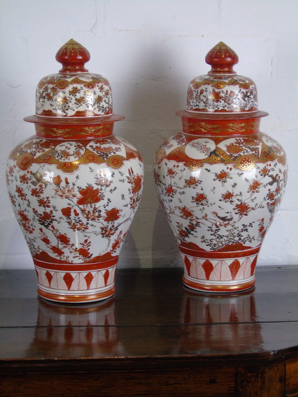 A pair 19th century Japanese Meiji vases with similar bowl View III