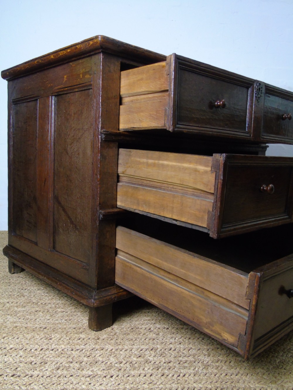 A fine 17th Century Deep chest of drawers View IX