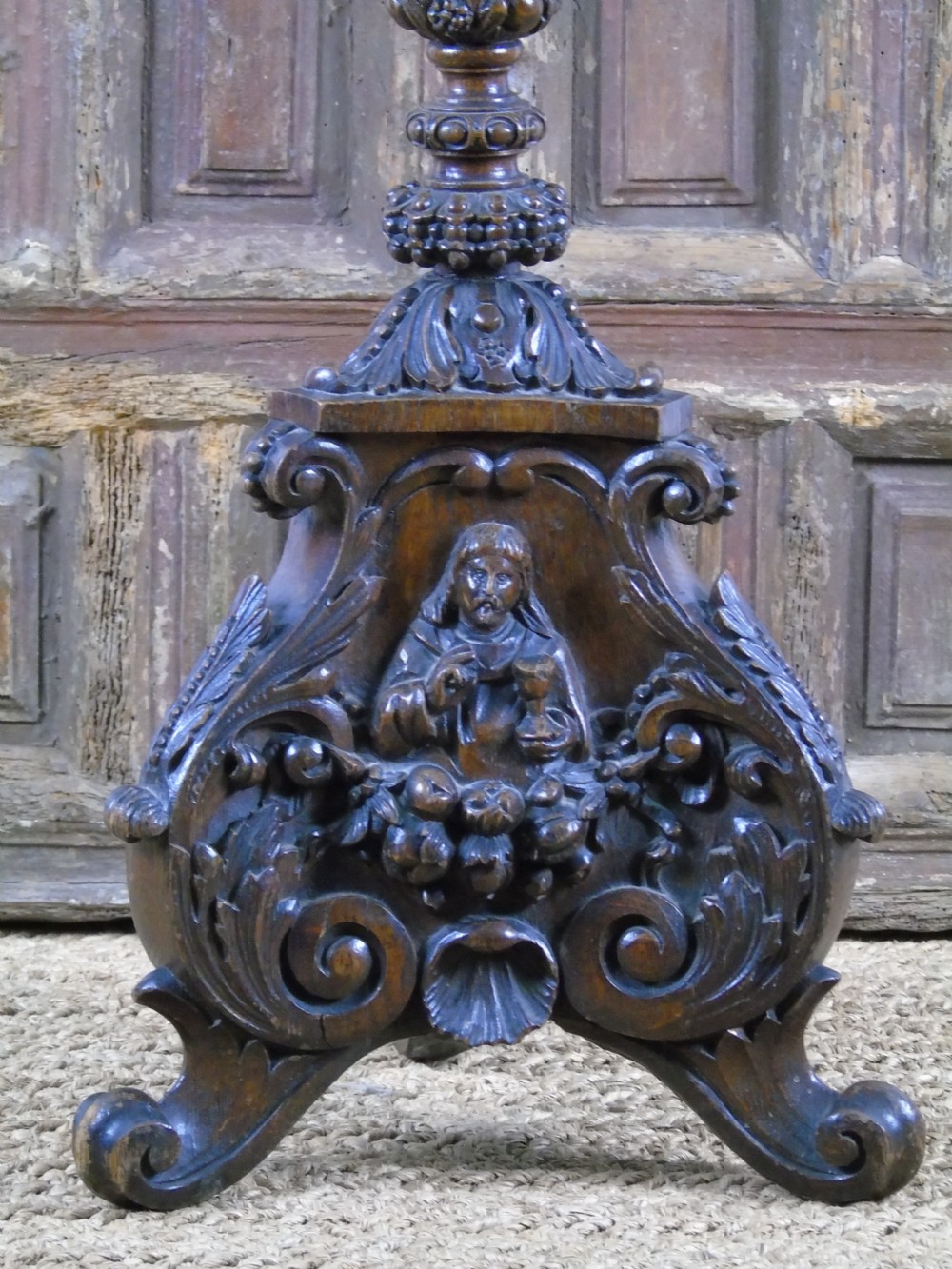 A large heavily carved 19th Century Pricket  View V