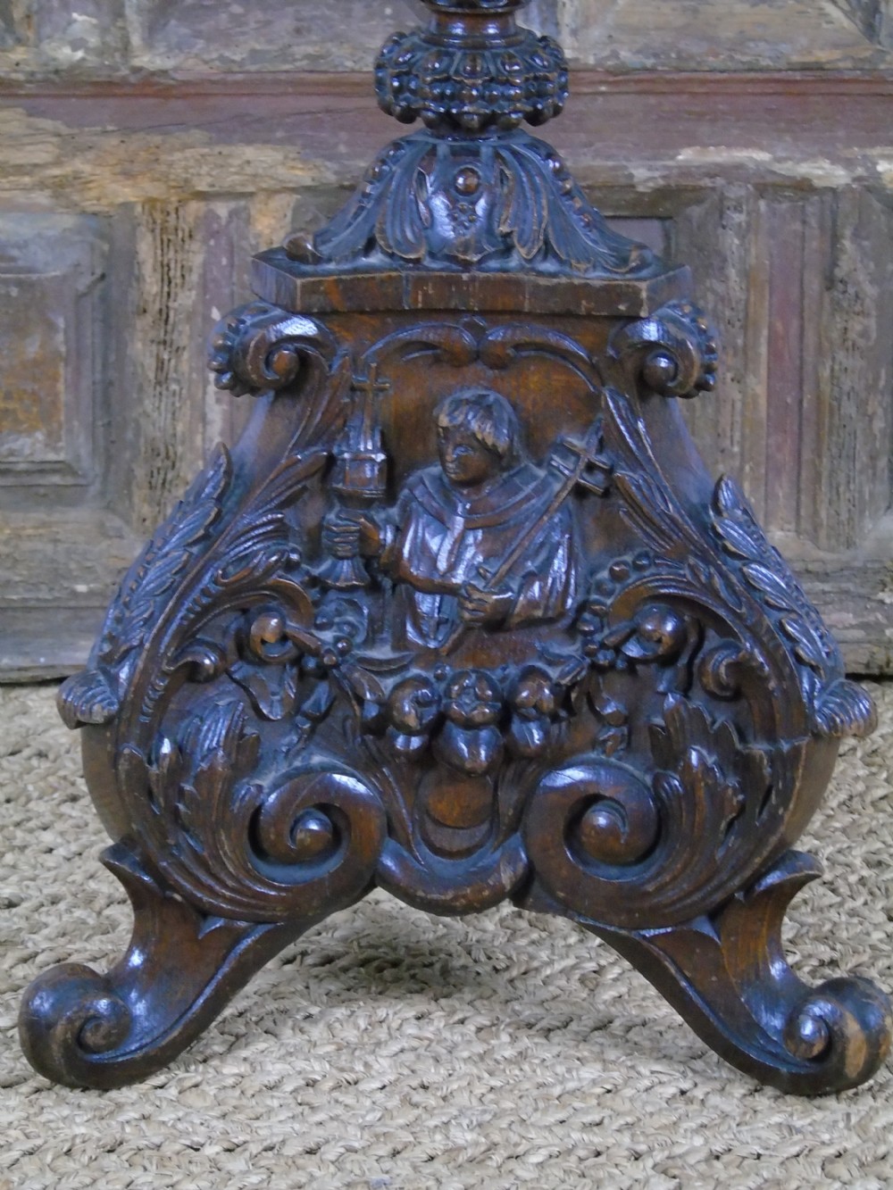 A large heavily carved 19th Century Pricket  View IX