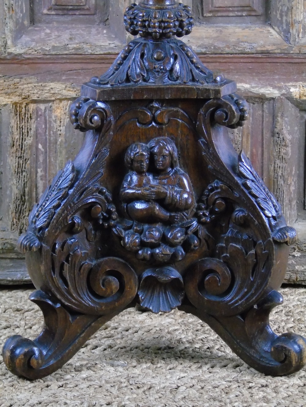 A large heavily carved 19th Century Pricket  View XIII