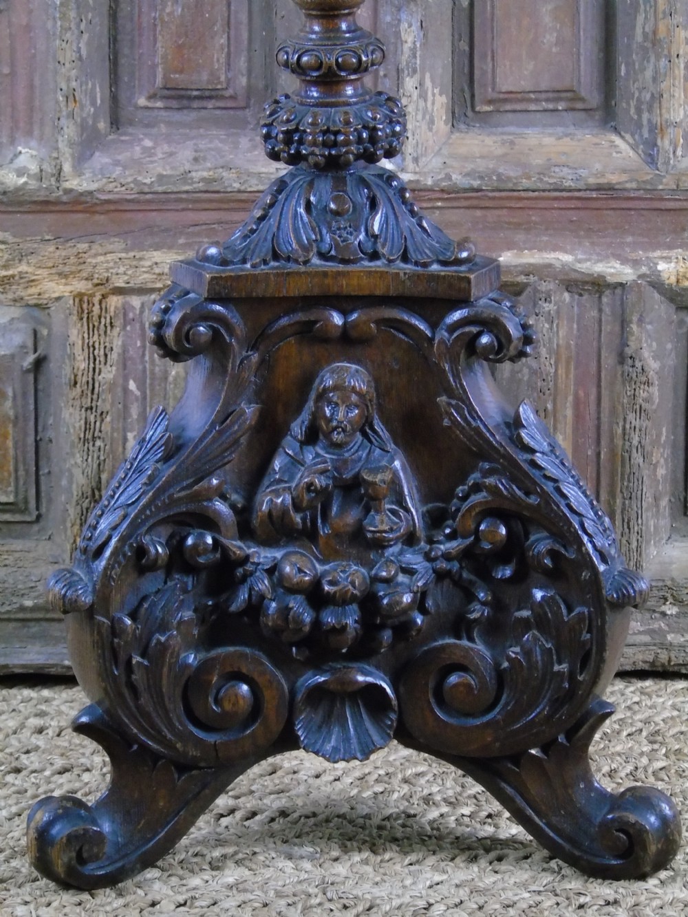 A large heavily carved 19th Century Pricket  View XIV