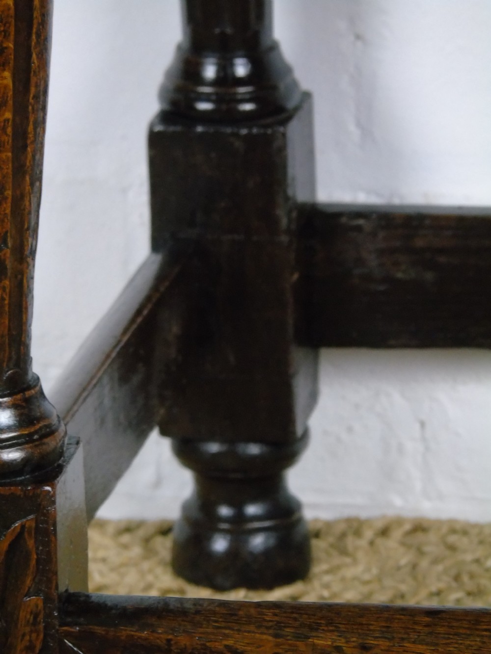 A fabulous 17th century oak side table View V