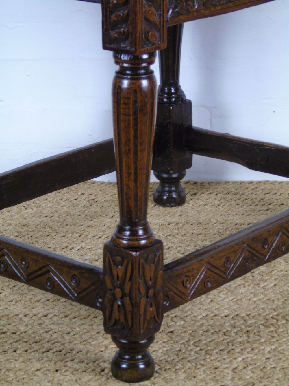 A fabulous 17th century oak side table View XVII