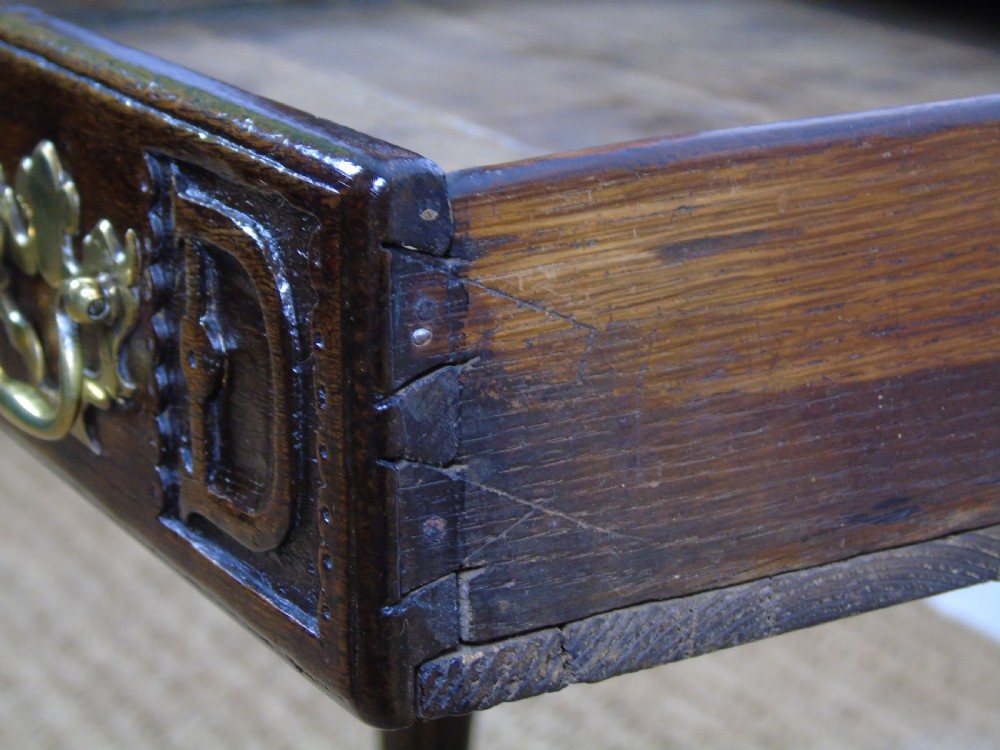 A fabulous 17th century oak side table View XX