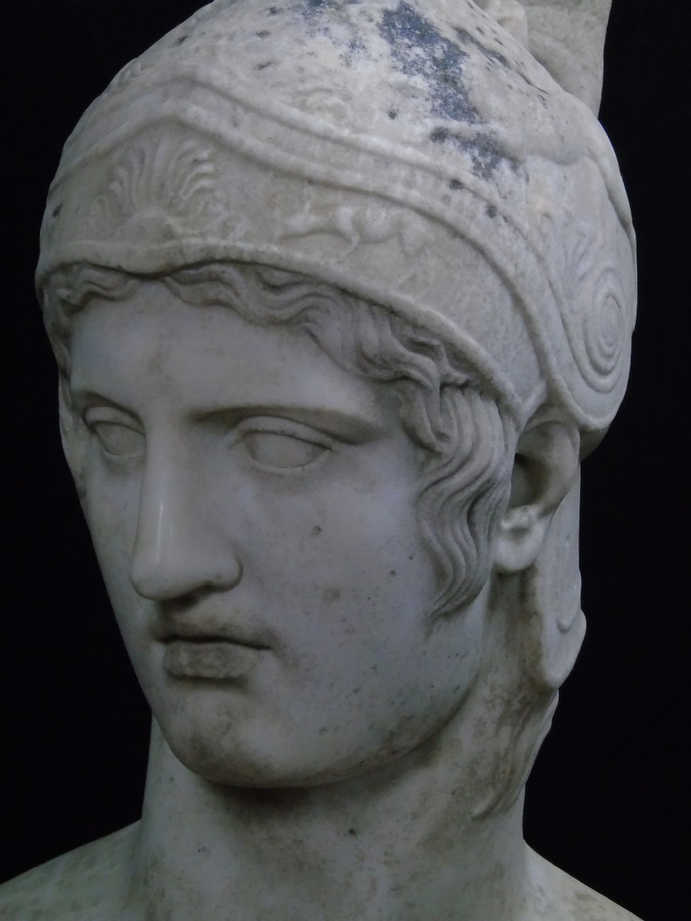 A large 18th century marble Bust of Ares View III