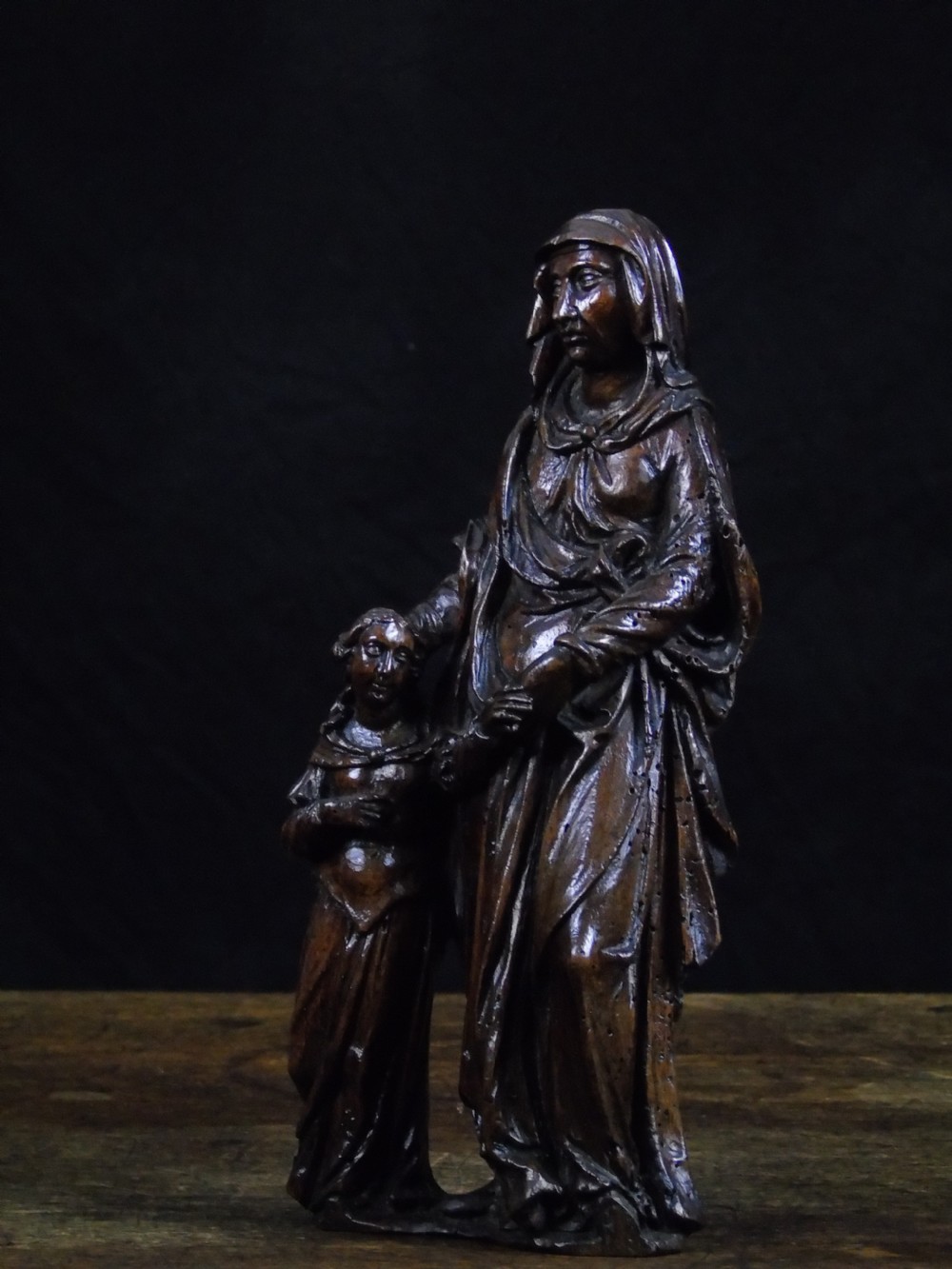 A quality late 16th - early 17th century carving of saint Anne & Mary View IV