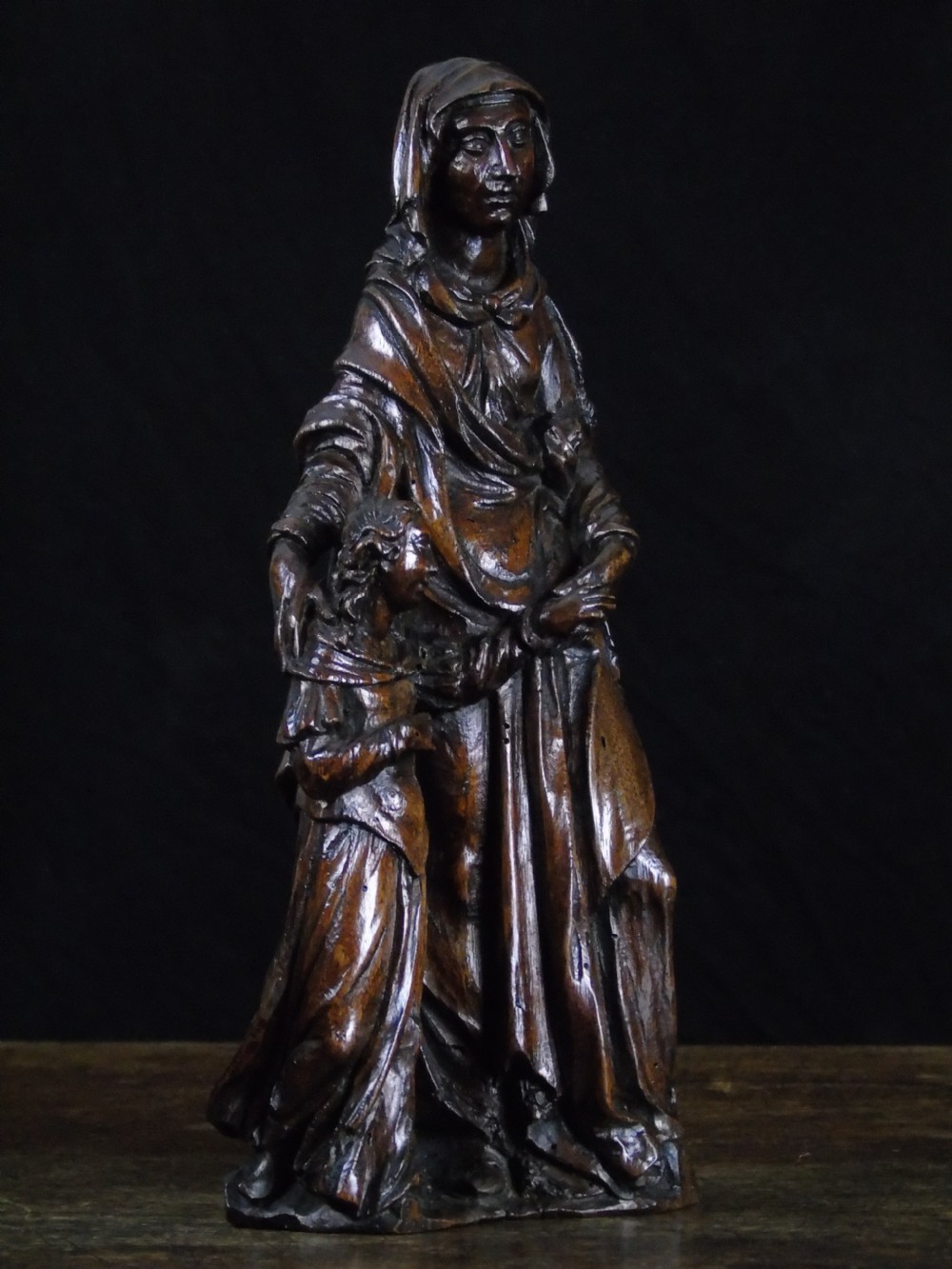 A quality late 16th - early 17th century carving of saint Anne & Mary View VII