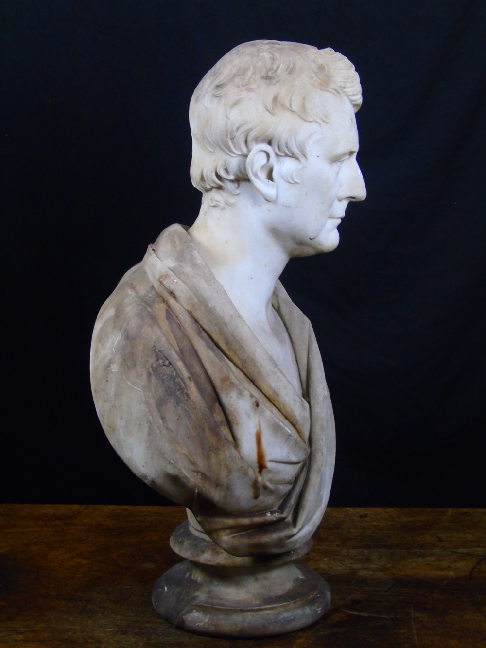 A fine and very large 19thC marble bust  View X
