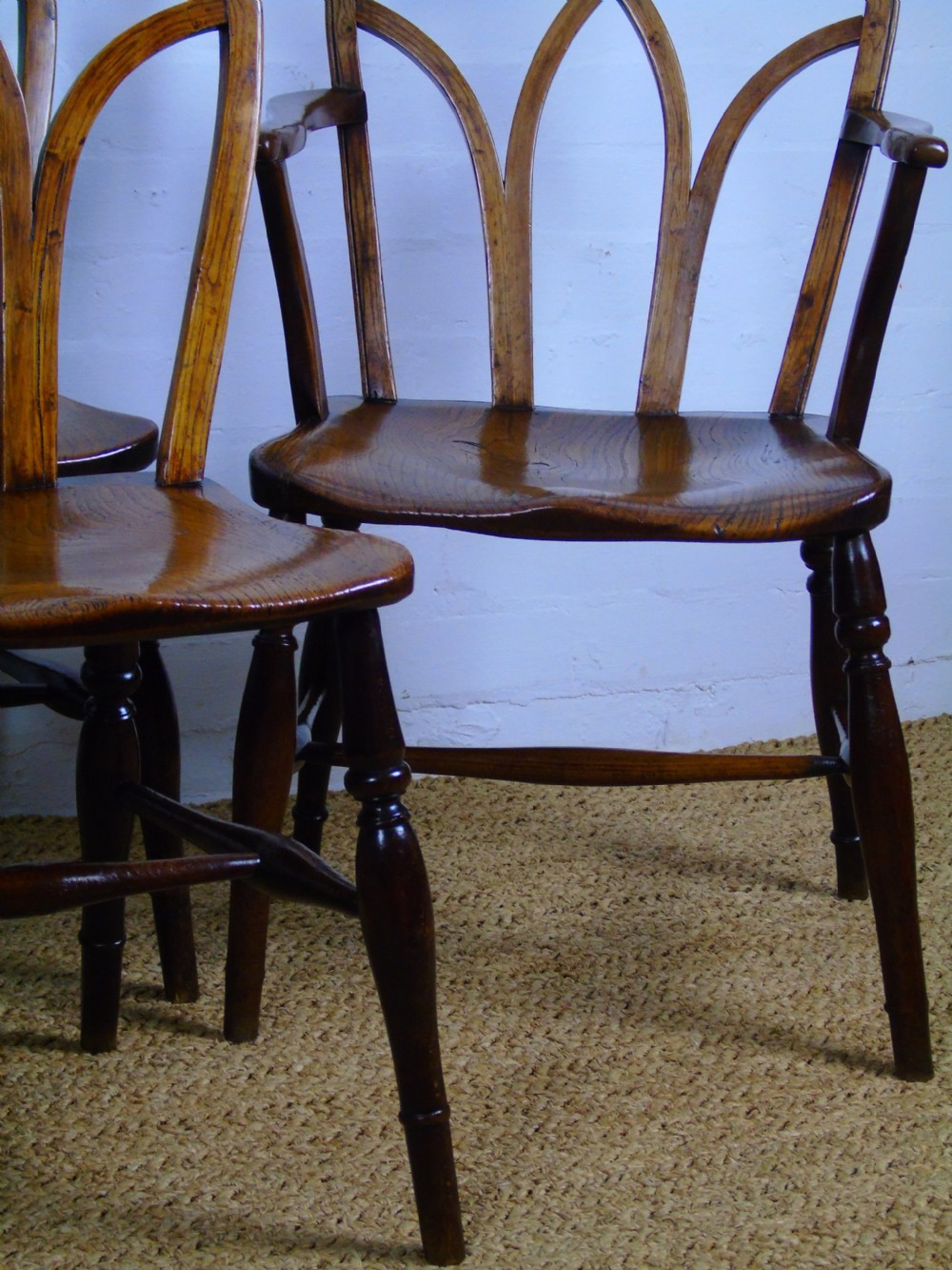 A fine set of six Gothic lace back chairs View VII