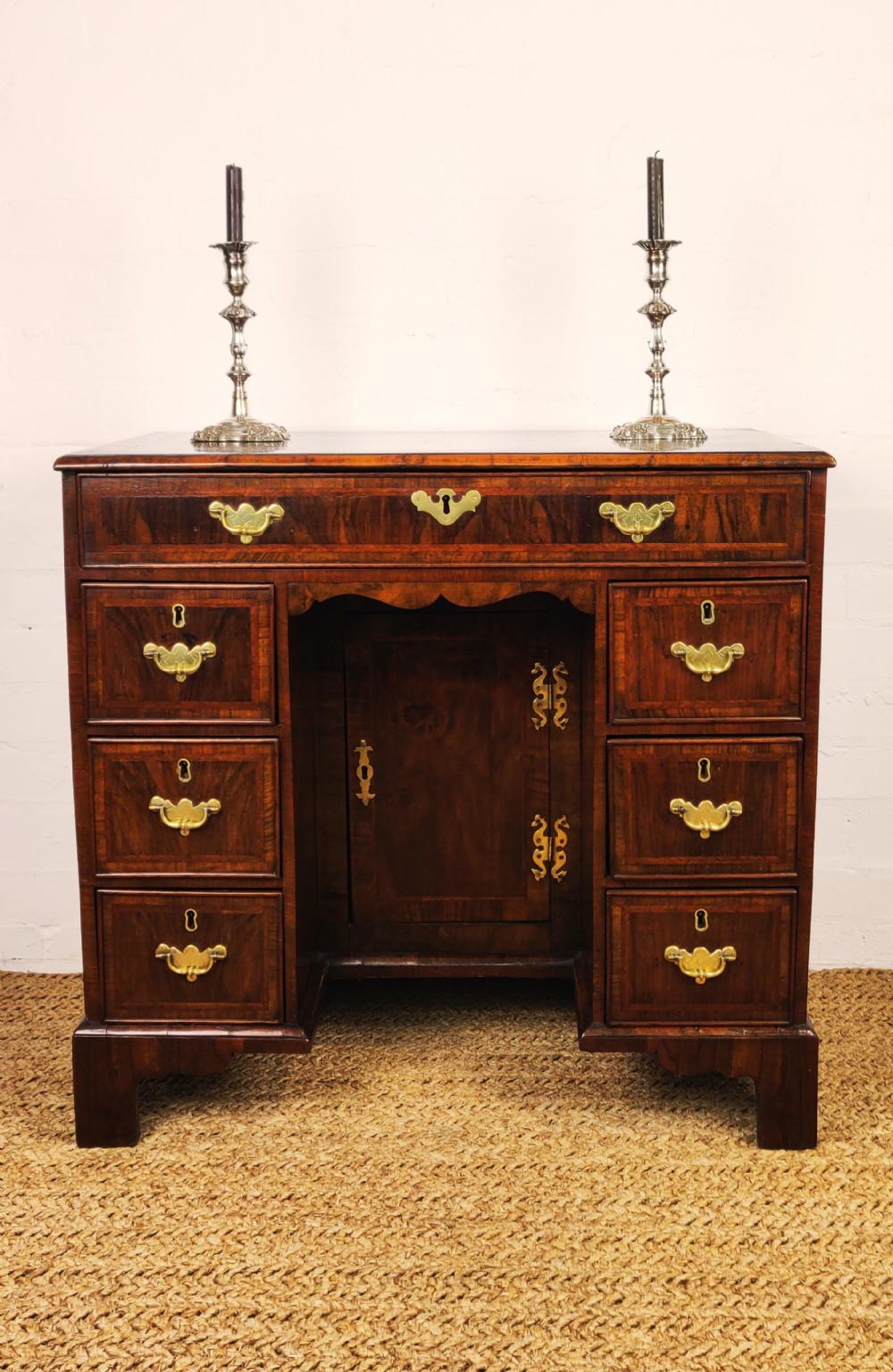 A superb early 18th Century walnut knee-hole desk
