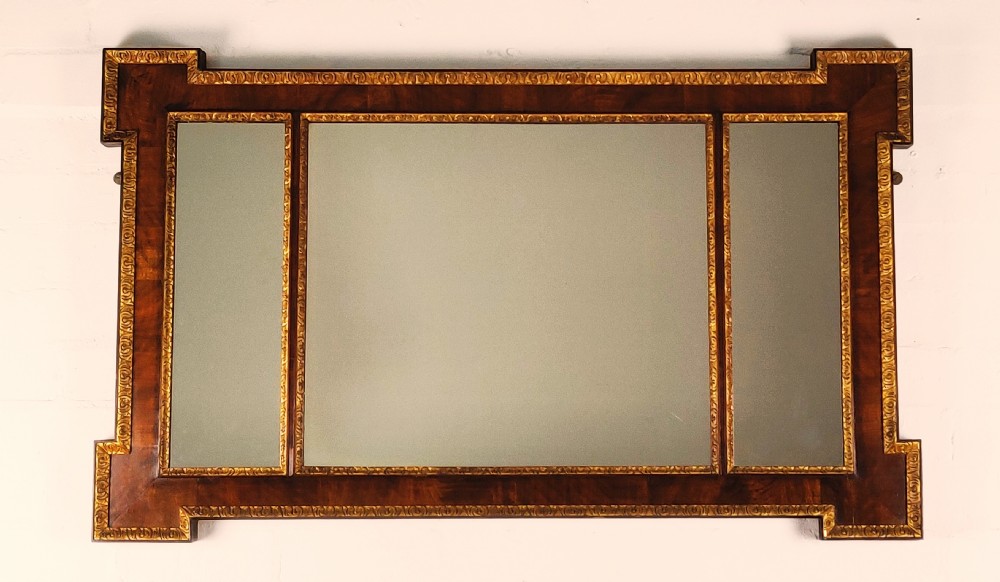 19th century walnut and gilded framed mirror