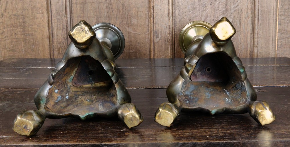 A good pair of 17thC style bronze candlesticks  View III