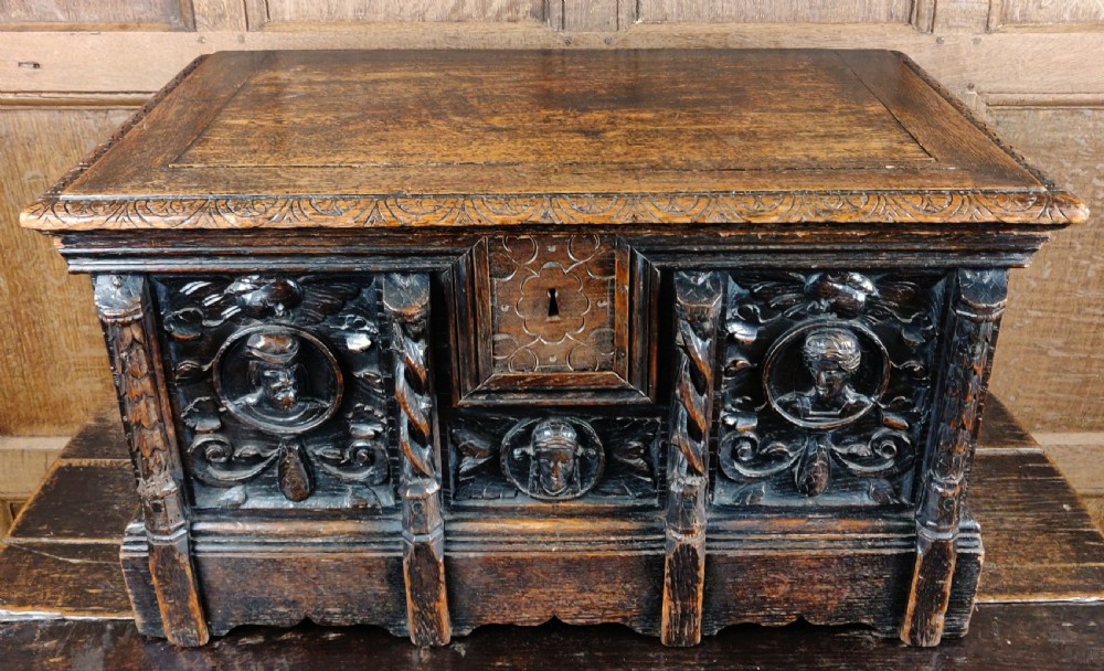 A carved oak Renaissance revival box View III