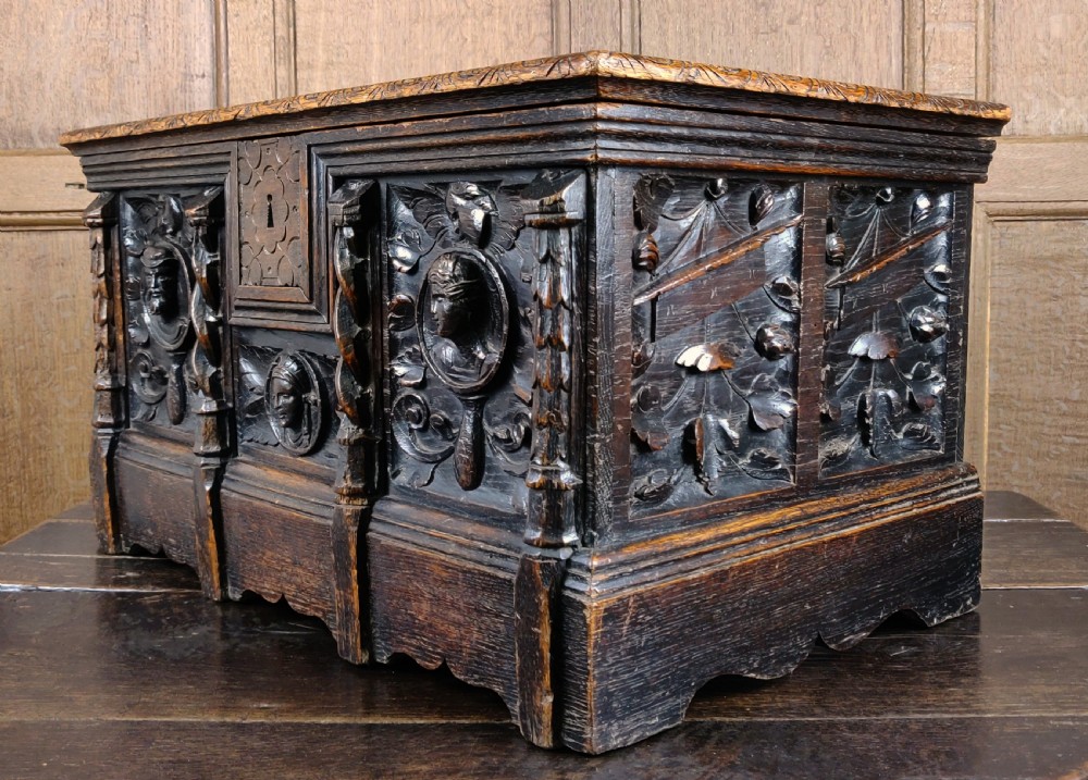 A carved oak Renaissance revival box View V