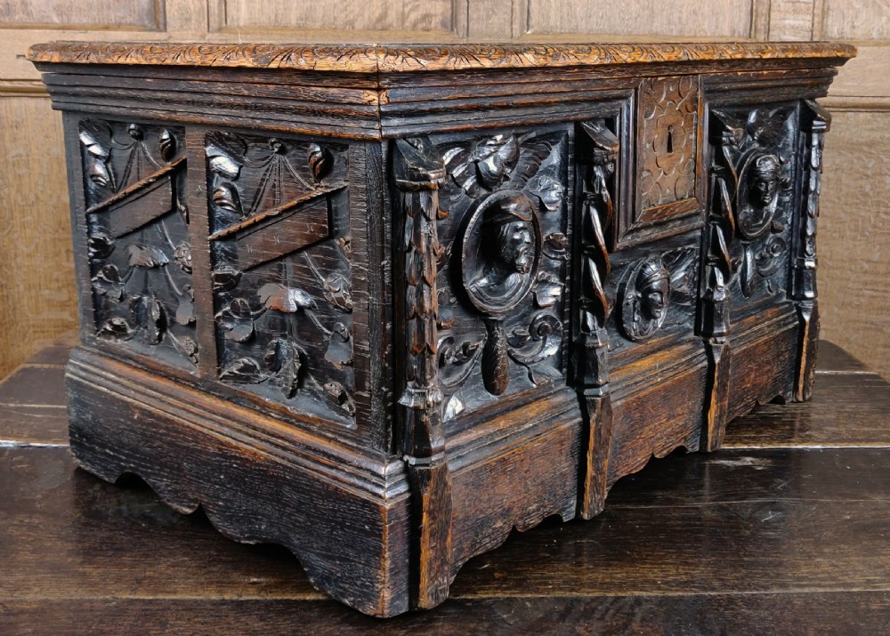 A carved oak Renaissance revival box View VI