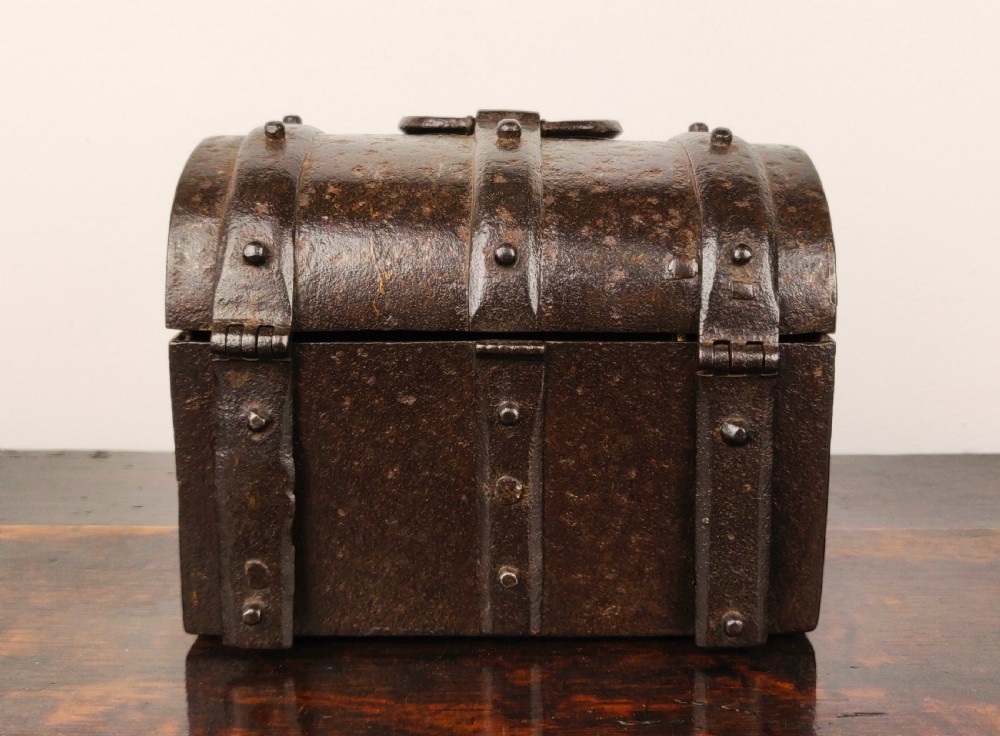 A small 16th century wrought iron dome casket View II