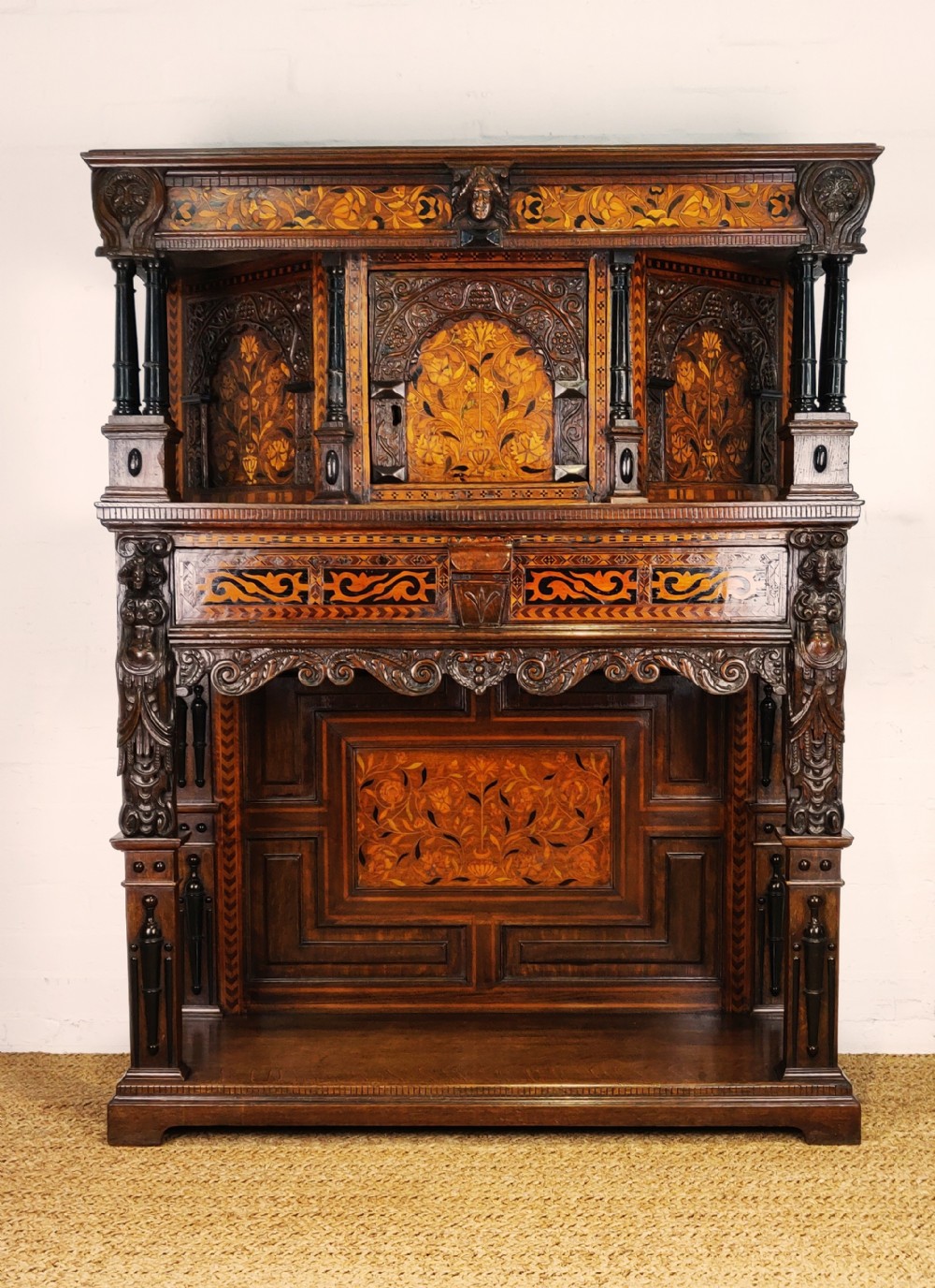 A Fabulous 17thC English marquetry Credence cupboard
