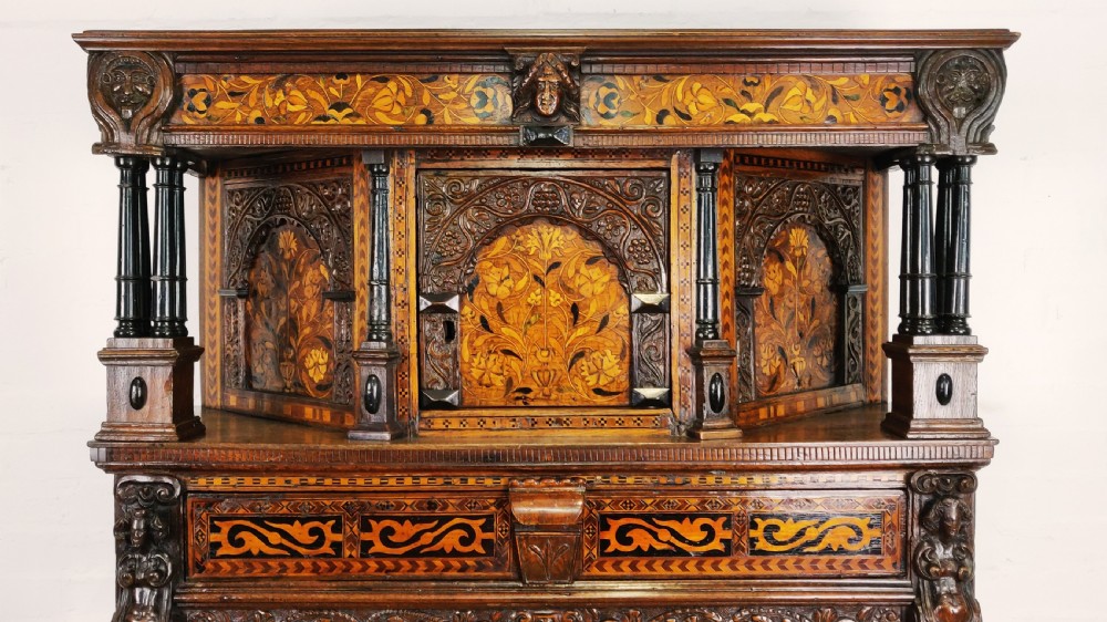 A Fabulous 17thC English marquetry Credence cupboard View II