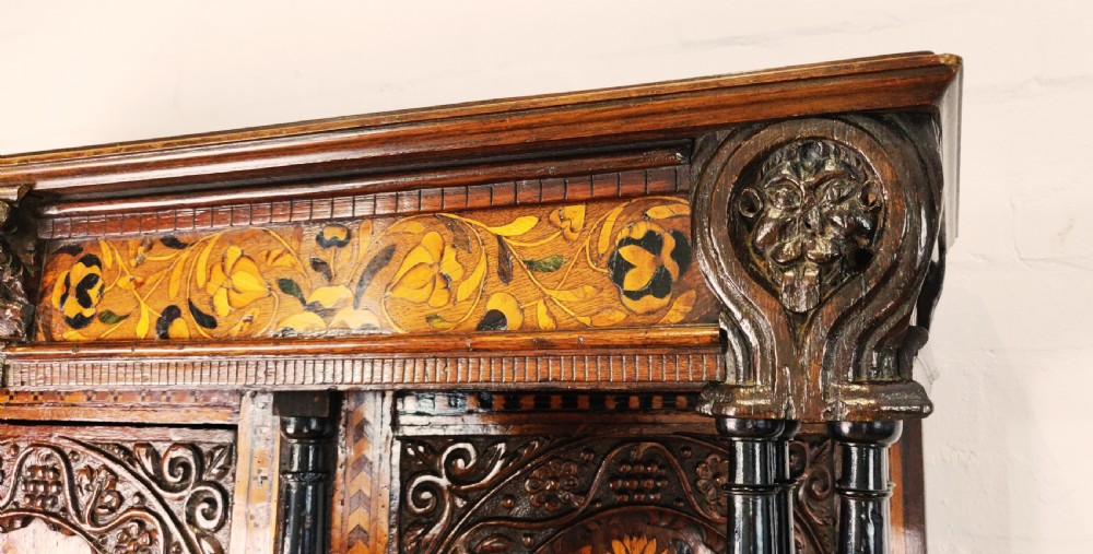 A Fabulous 17thC English marquetry Credence cupboard View V