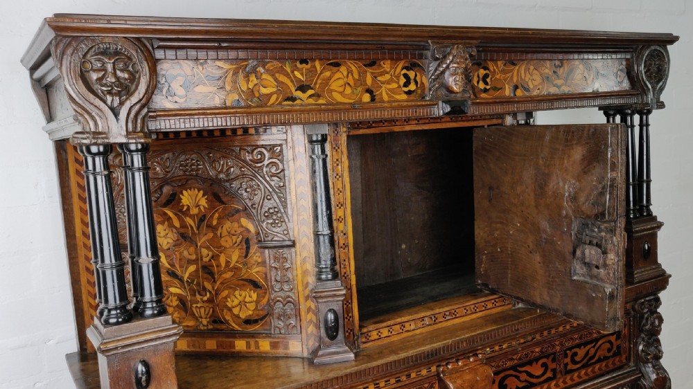 A Fabulous 17thC English marquetry Credence cupboard View VIII