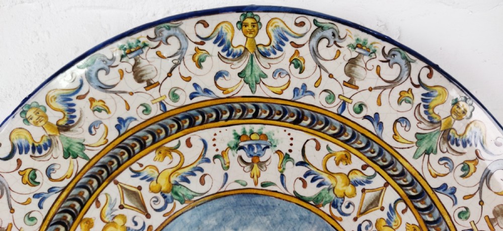 A large decorative 18th century Majolica charger View V