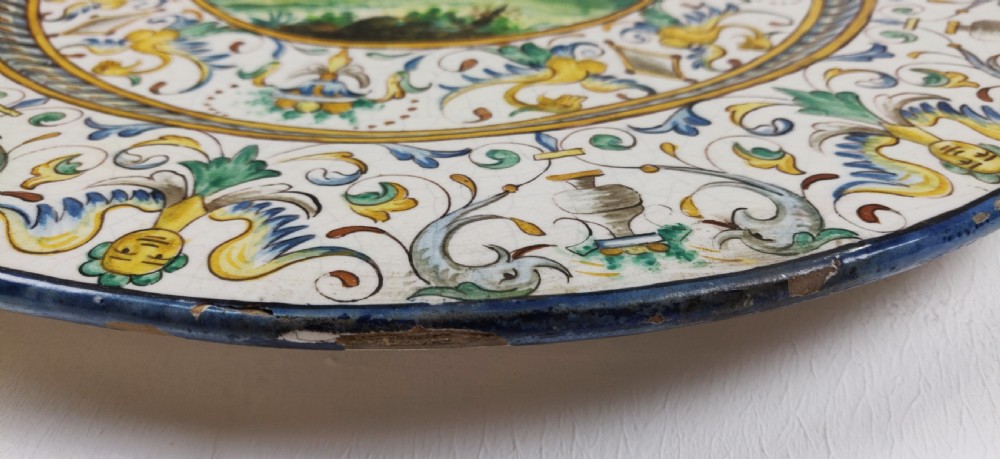 A large decorative 18th century Majolica charger View VII
